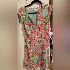 Lilly Pulitzer Briella floral in the Vias knit fit flare Dress cap slv  Size S